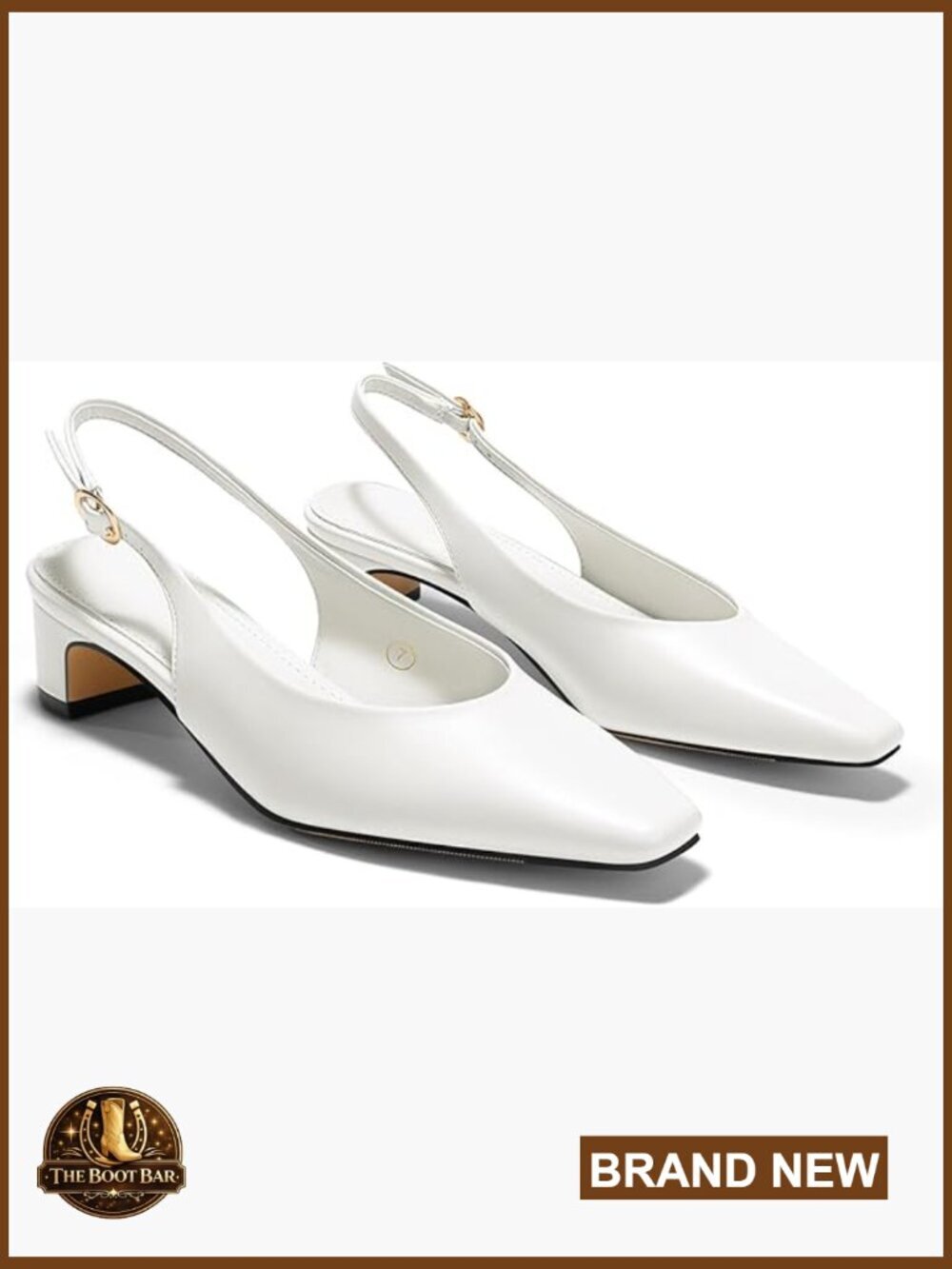 Chunky Block Heel Slingback Pumps Closed Square-Toe Dress Shoes for Women